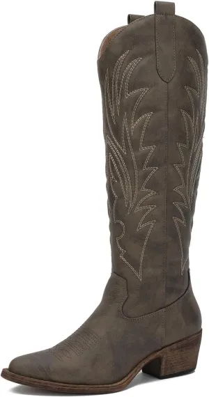 GLOBALWIN Women's The Western Cowboy Cowgirl Embroidered Knee High Boots