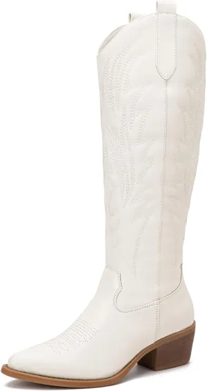 GLOBALWIN Women's The Western Cowboy Cowgirl Embroidered Knee High Boots