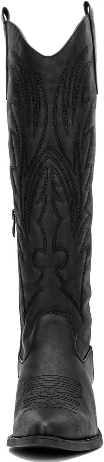 GLOBALWIN Women's The Western Cowboy Cowgirl Embroidered Knee High Boots