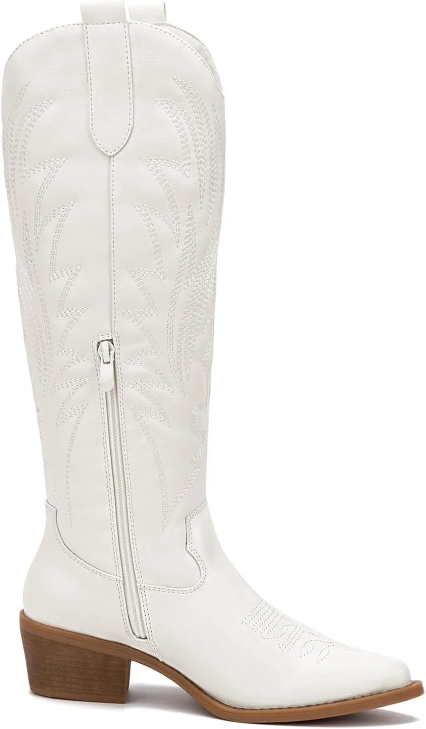 GLOBALWIN Women's The Western Cowboy Cowgirl Embroidered Knee High Boots