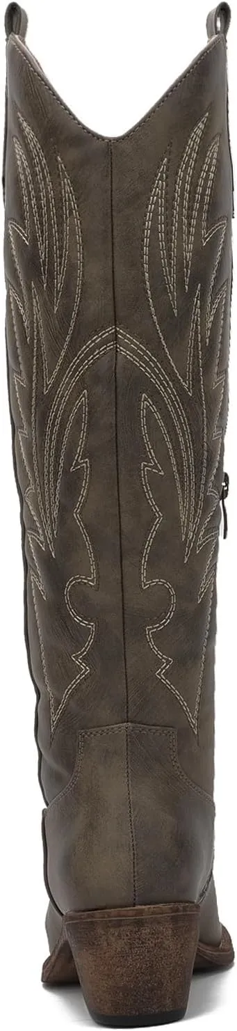 GLOBALWIN Women's The Western Cowboy Cowgirl Embroidered Knee High Boots