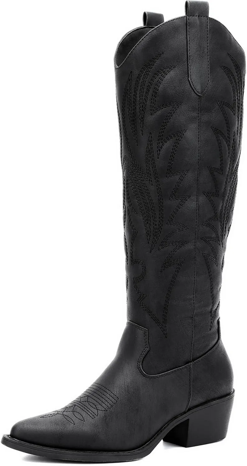 GLOBALWIN Women's The Western Cowboy Cowgirl Embroidered Knee High Boots