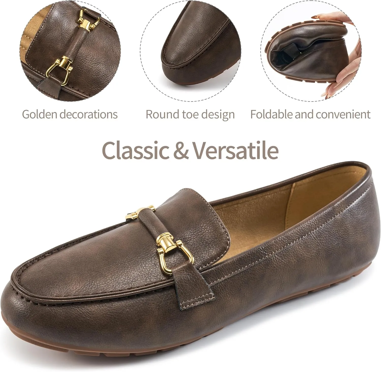 HARENCE Loafers for Women Comfortable Slip On Business Work Flats Shoes Casual Driving Moccasins Penny Loafer