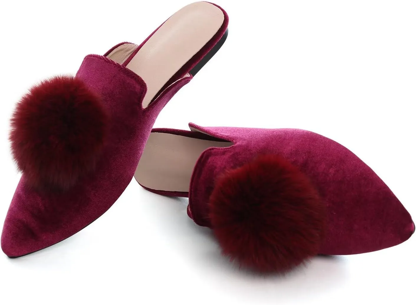 Hee grand Women's Mules Bowknot Suede Comfortable Slip On Flats Closed Pointed Toe Backless Loafers Mules for Women
