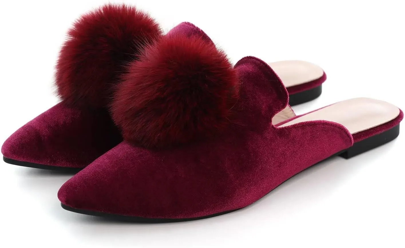 Hee grand Women's Mules Bowknot Suede Comfortable Slip On Flats Closed Pointed Toe Backless Loafers Mules for Women