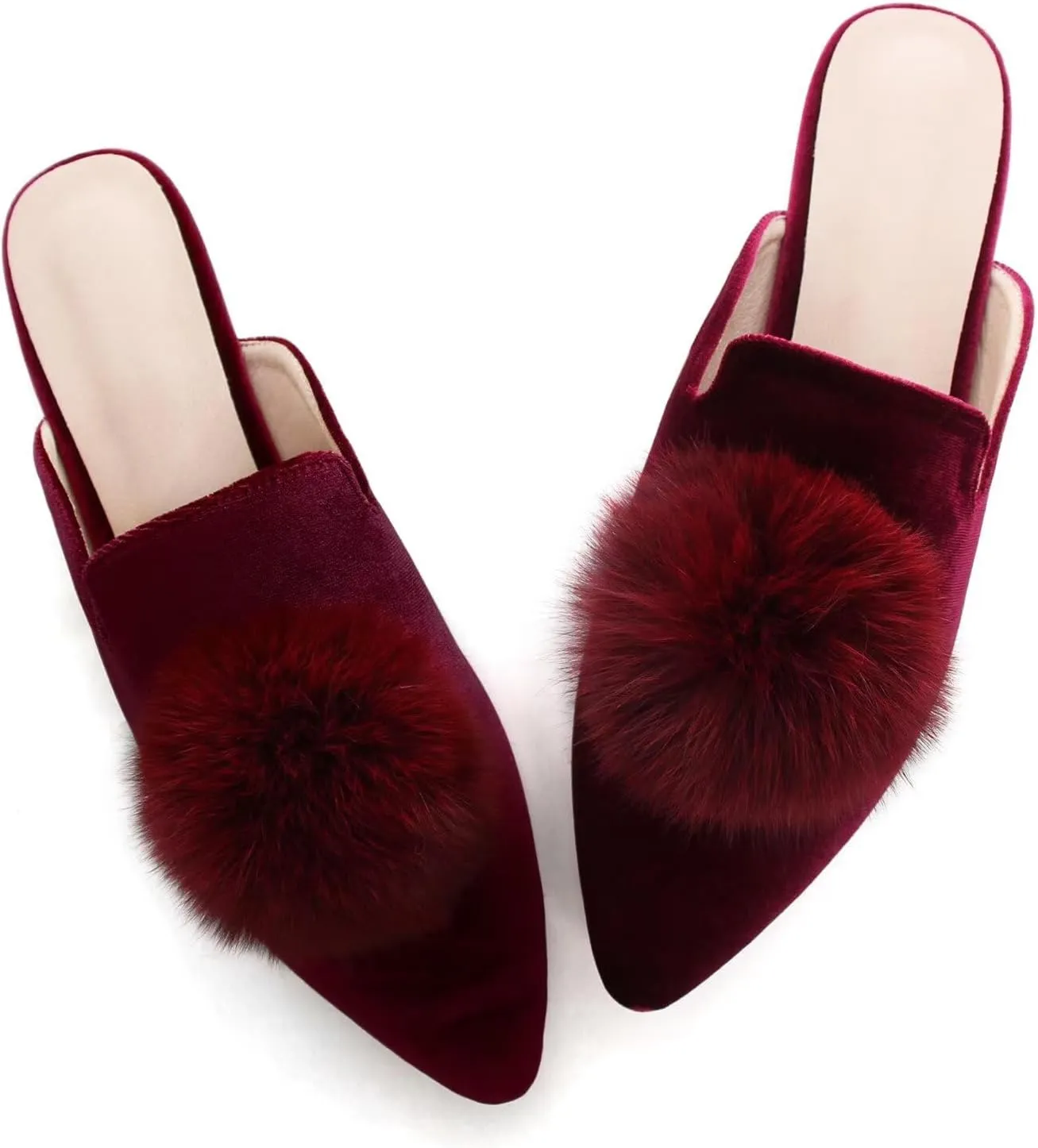 Hee grand Women's Mules Bowknot Suede Comfortable Slip On Flats Closed Pointed Toe Backless Loafers Mules for Women