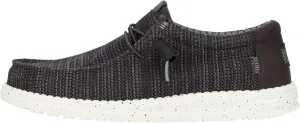 HEYDUDE Wally Stretch Sox Black/White Size 11, Men’s Shoes, Slip-on Loafers, Comfortable & Light-Weight