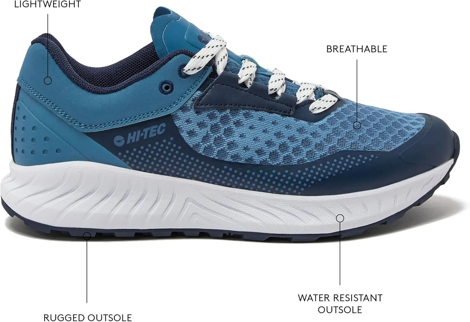 HI-TEC Avalon Trail Running Shoes for Women, Lightweight Breathable Womens Hiking Sneakers or Athletic Walking Shoes for Women, Black, White or Blue, Size 7-12 Hiking Shoes Women