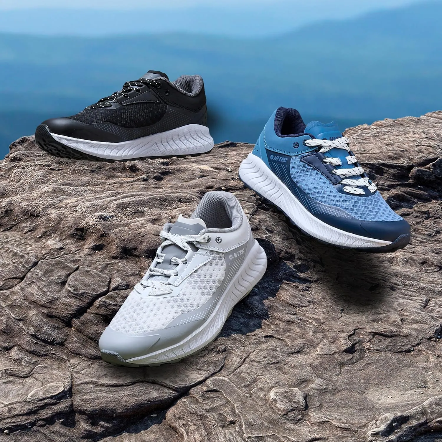 HI-TEC Avalon Trail Running Shoes for Women, Lightweight Breathable Womens Hiking Sneakers or Athletic Walking Shoes for Women, Black, White or Blue, Size 7-12 Hiking Shoes Women