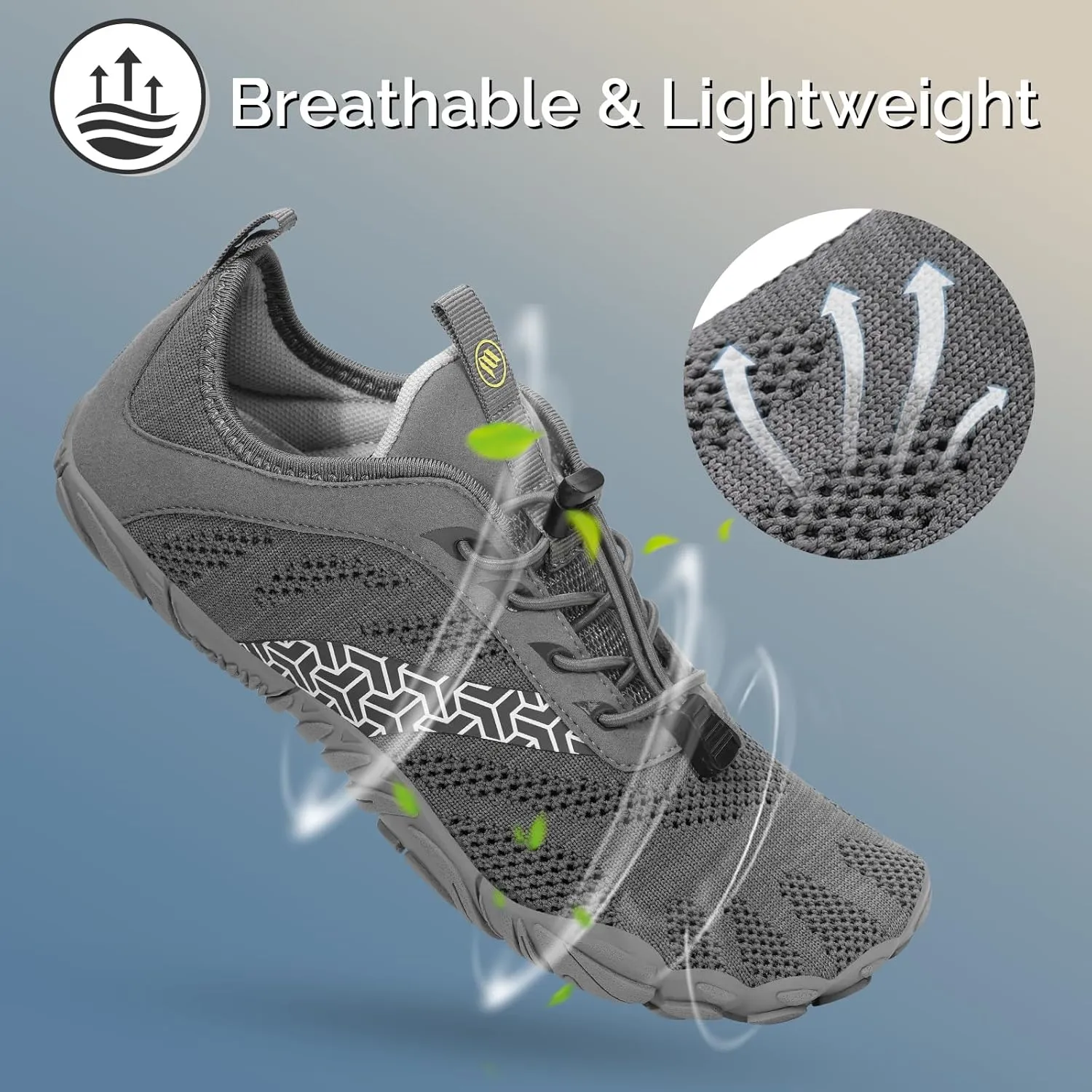 HiGropcore Barefoot Shoes Women Men Hike Minimalist Shoes Wide Toe Box Zero Drop Grounded Footwear for Hiking Walking Daily Wear