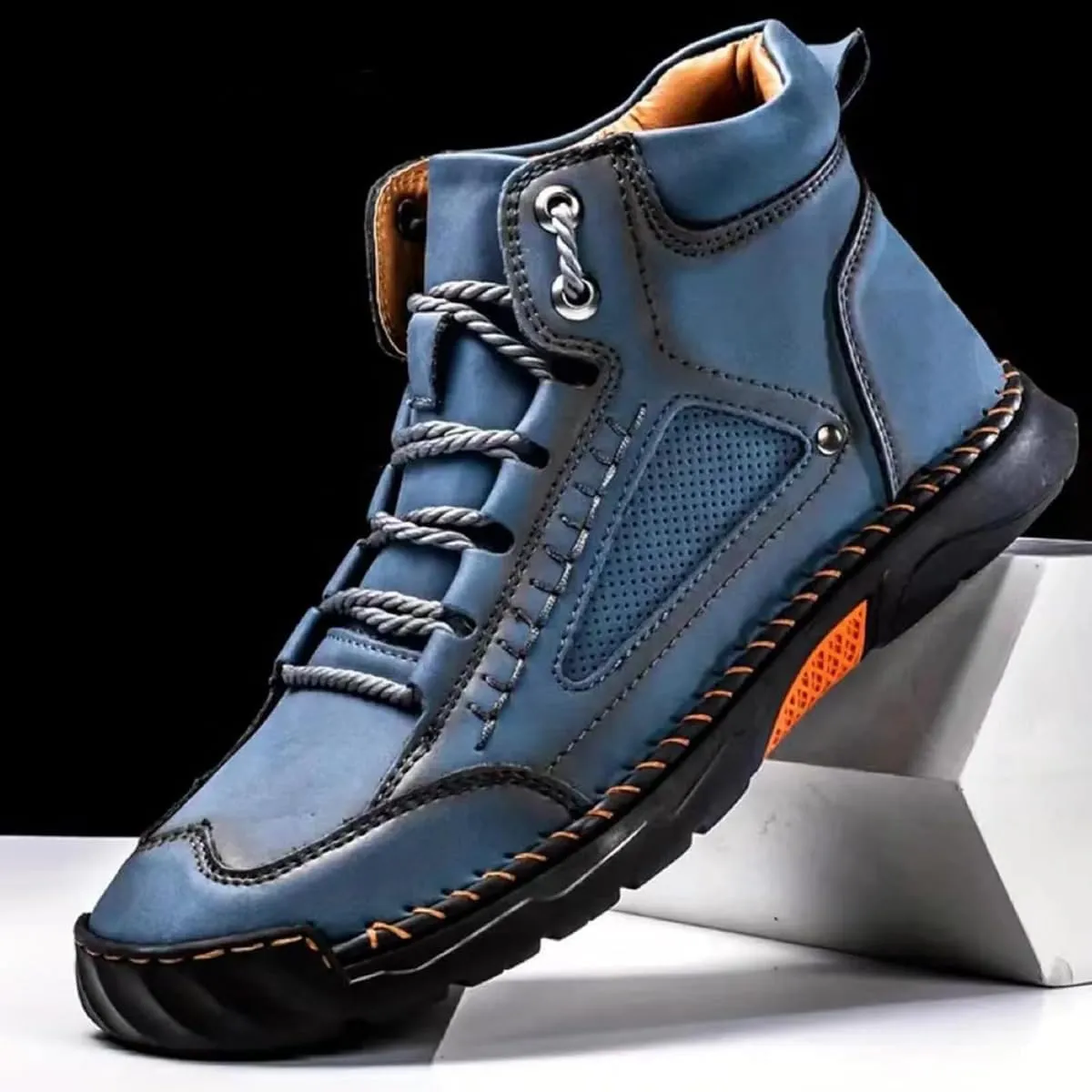 Hillde Mens Shoes, Comfortable Walking Shoes Sneakers, Men's Casual Leather Handmade Non-Slip Arch Support Loafers
