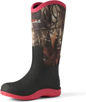 HISEA Muck Boots - Waterproof Tall Garden Boots, Insulated Neoprene Rubber for Outdoor Activities: Hunting, Gardening, Farming, Muddy Yard Work, Sizes US Women 6-11
