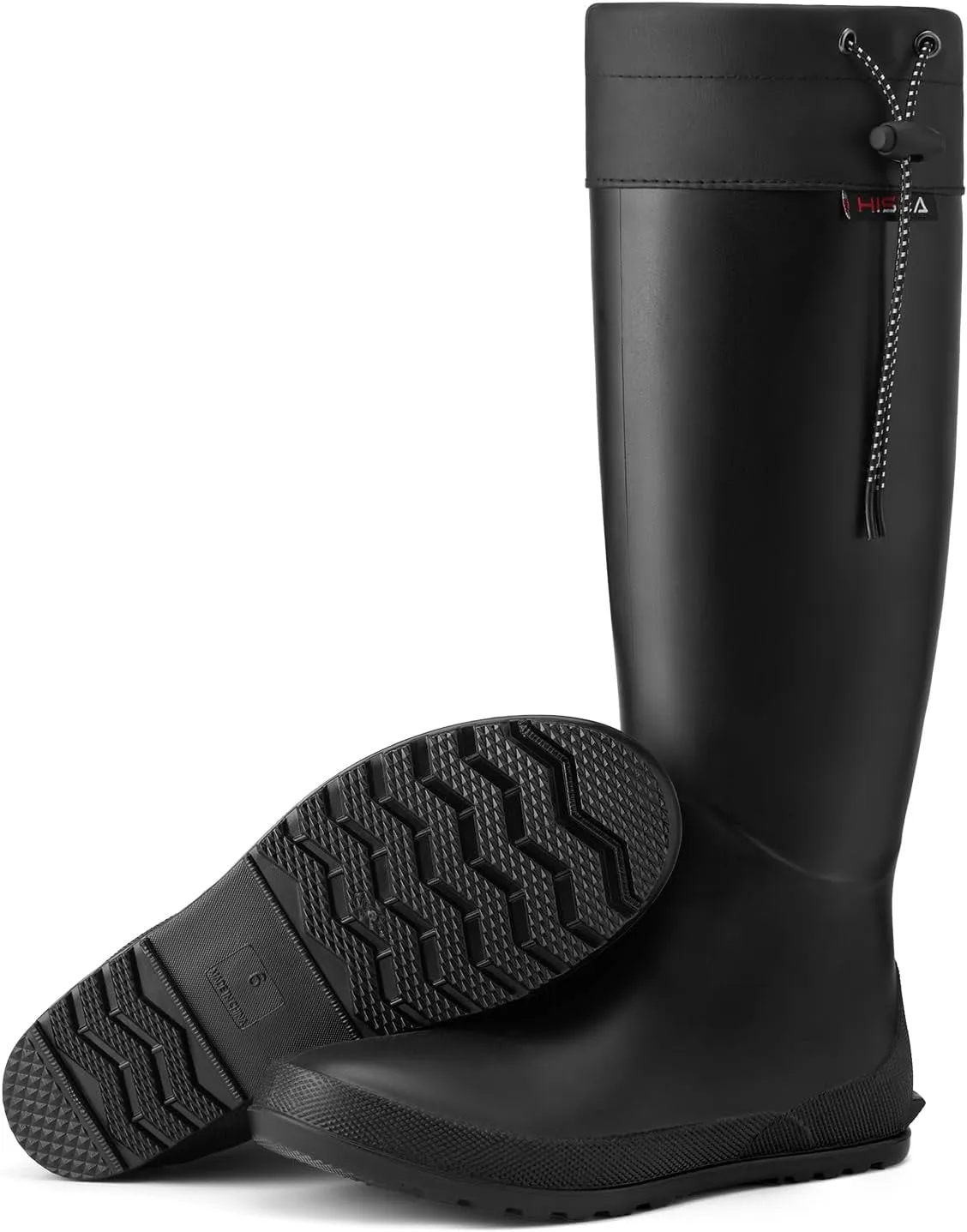 HISEA Womens Rubber Rain Boots Waterproof Packable Tall Garden Boots Lightweight Mud Boots