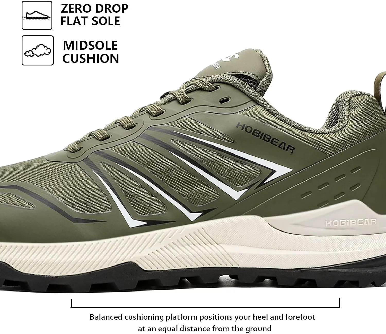 HOBIBEAR Men's Trail Running Shoes | Wide Toe | Trekking | Non-Slip Hiking Sneakers
