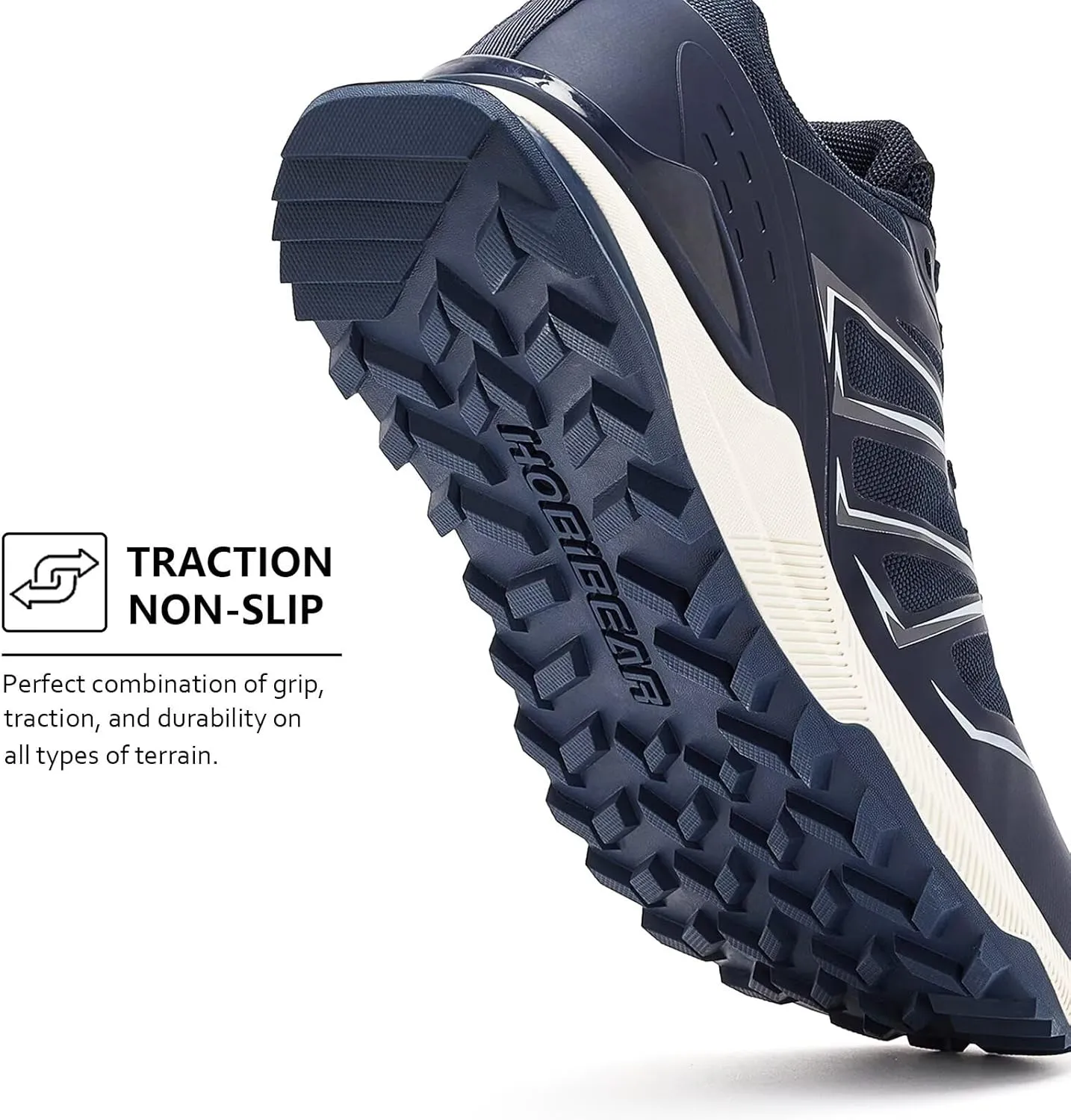 HOBIBEAR Men's Trail Running Shoes | Wide Toe | Trekking | Non-Slip Hiking Sneakers
