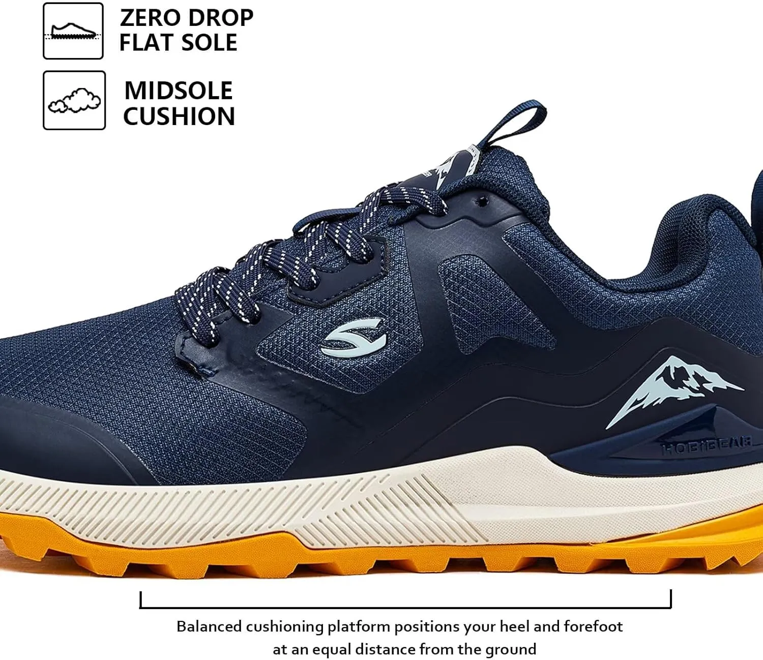 HOBIBEAR Men's Trail Running Shoes | Wide Toe | Trekking | Non-Slip Hiking Sneakers
