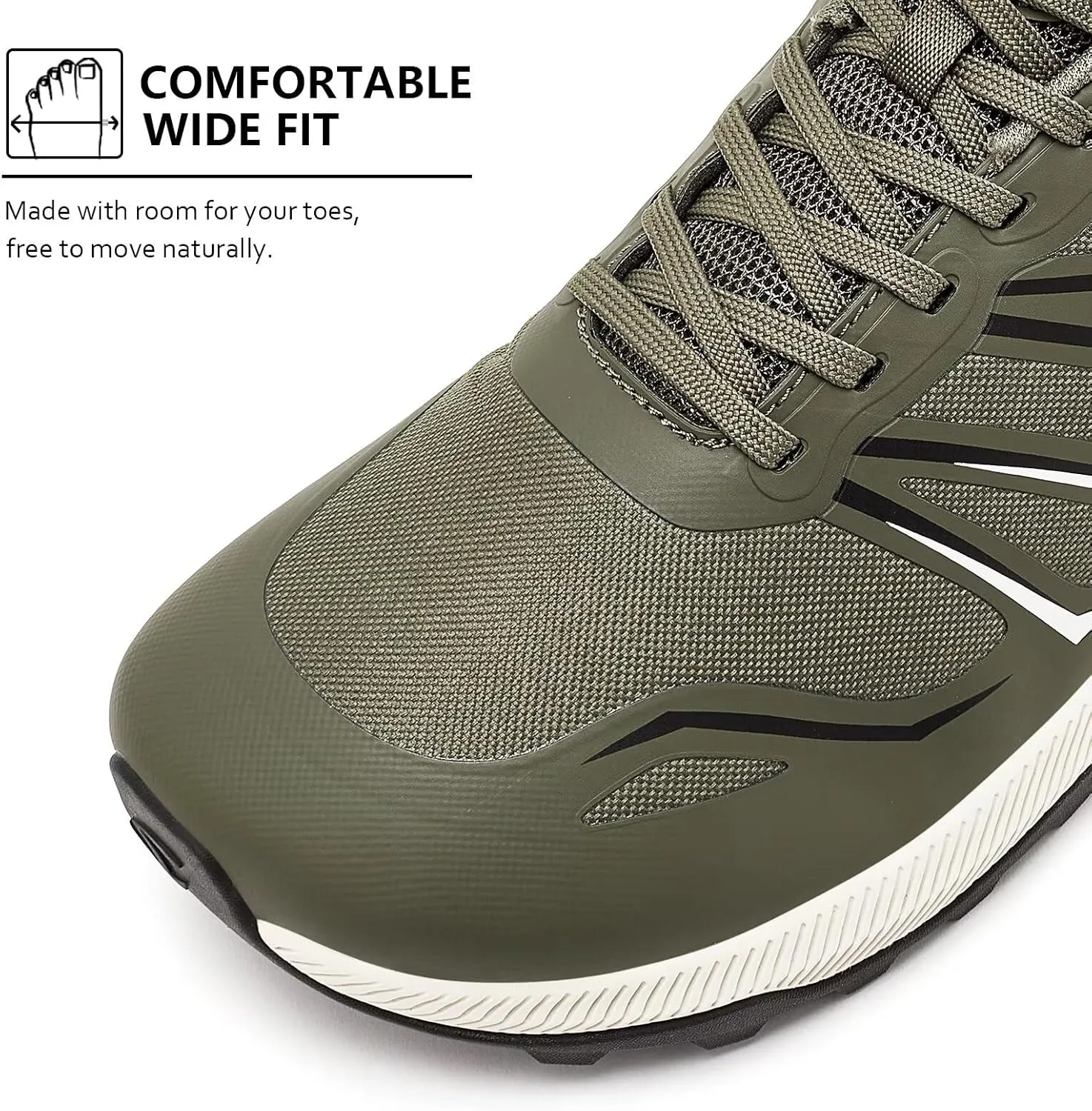 HOBIBEAR Men's Trail Running Shoes | Wide Toe | Trekking | Non-Slip Hiking Sneakers