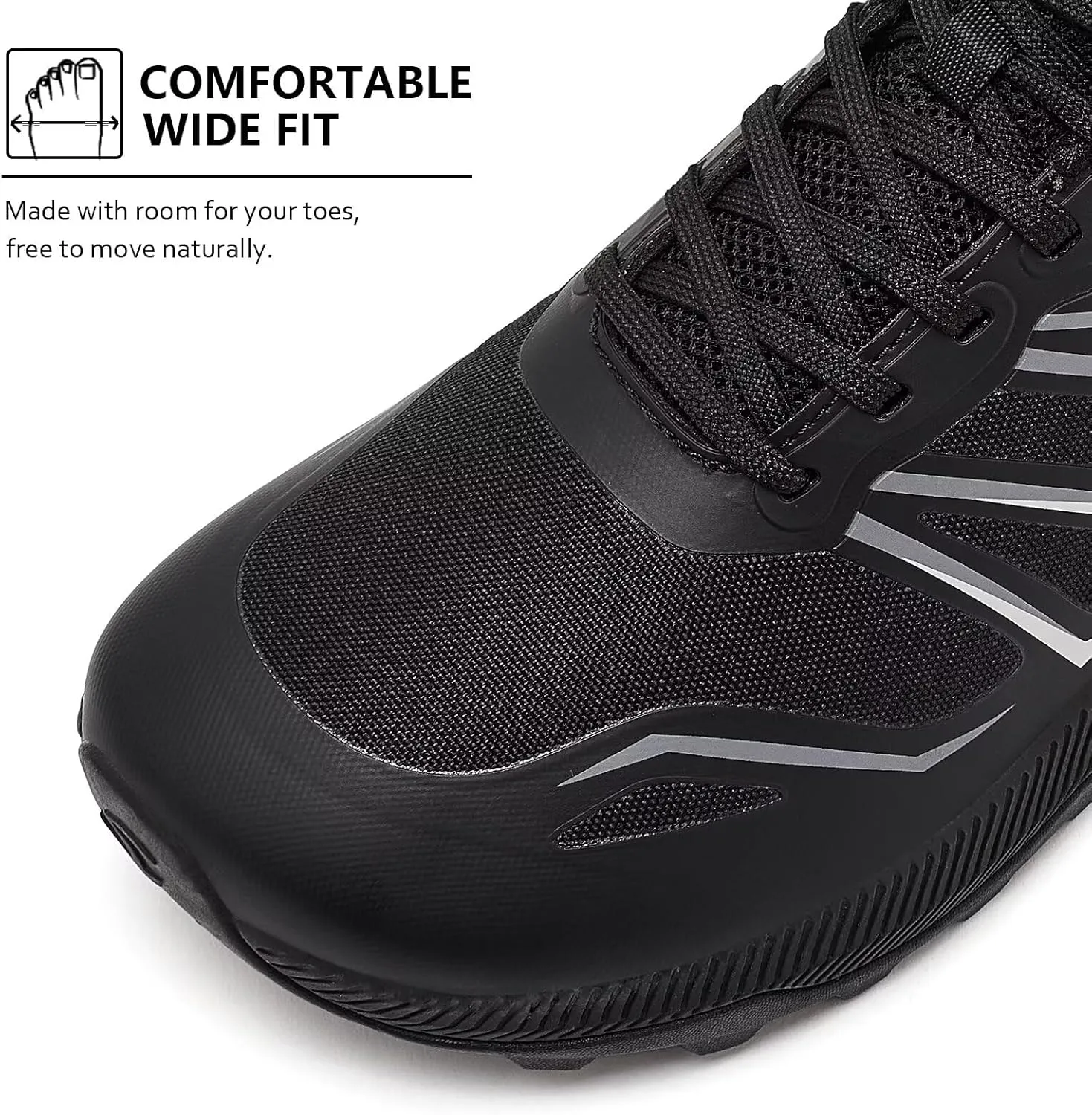 HOBIBEAR Men's Trail Running Shoes | Wide Toe | Trekking | Non-Slip Hiking Sneakers