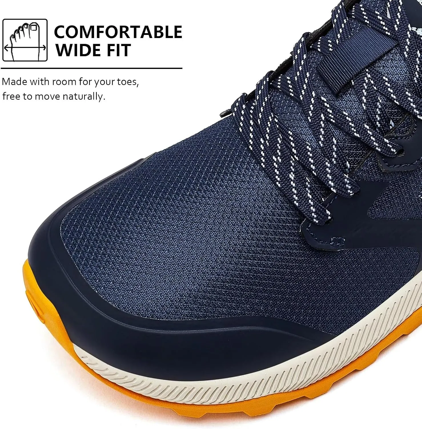 HOBIBEAR Men's Trail Running Shoes | Wide Toe | Trekking | Non-Slip Hiking Sneakers