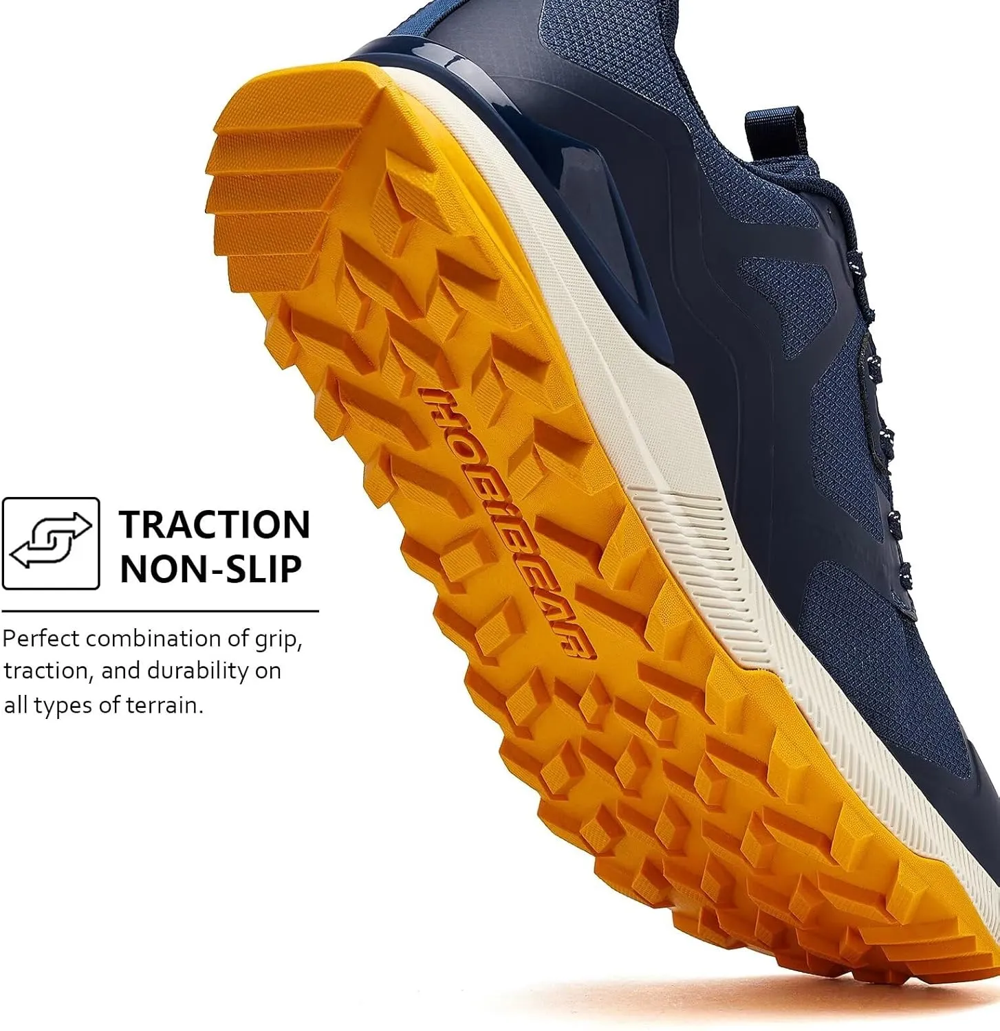 HOBIBEAR Men's Trail Running Shoes | Wide Toe | Trekking | Non-Slip Hiking Sneakers