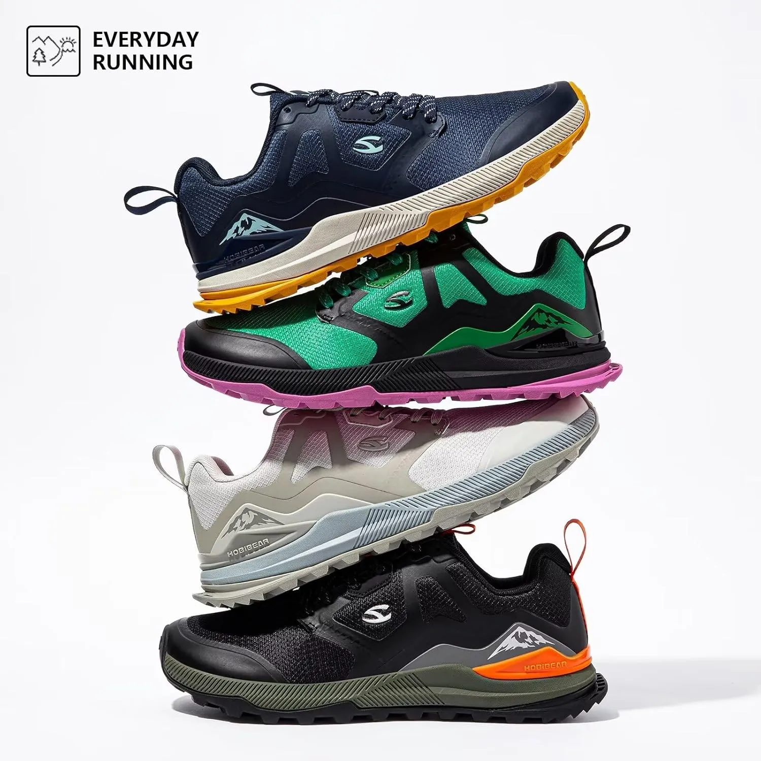 HOBIBEAR Men's Trail Running Shoes | Wide Toe | Trekking | Non-Slip Hiking Sneakers