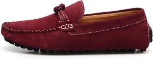 HOOENG Loafer Shoes for Men Suede Vamp Round Toe Breathable Stitching Details Rope Tie Flat Heel Flexible Soft Walking Slip on (Color : Wine Red, Size : 9)