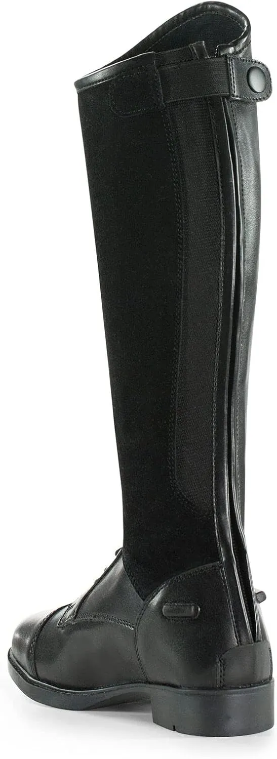 HORZE Rover Kids' Tall Field Boots, Starter Horse Riding Boots with Stretchy Easy-Fit Synthetic Leather and Rear Zipper