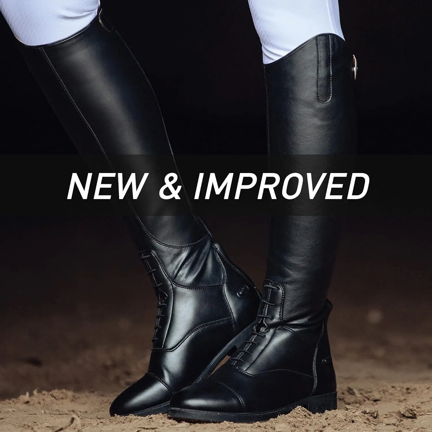 HORZE Rover Women's Synthetic Leather Classic Tall Field Riding Boots | Water-Resistant with Laces and Rear Zipper