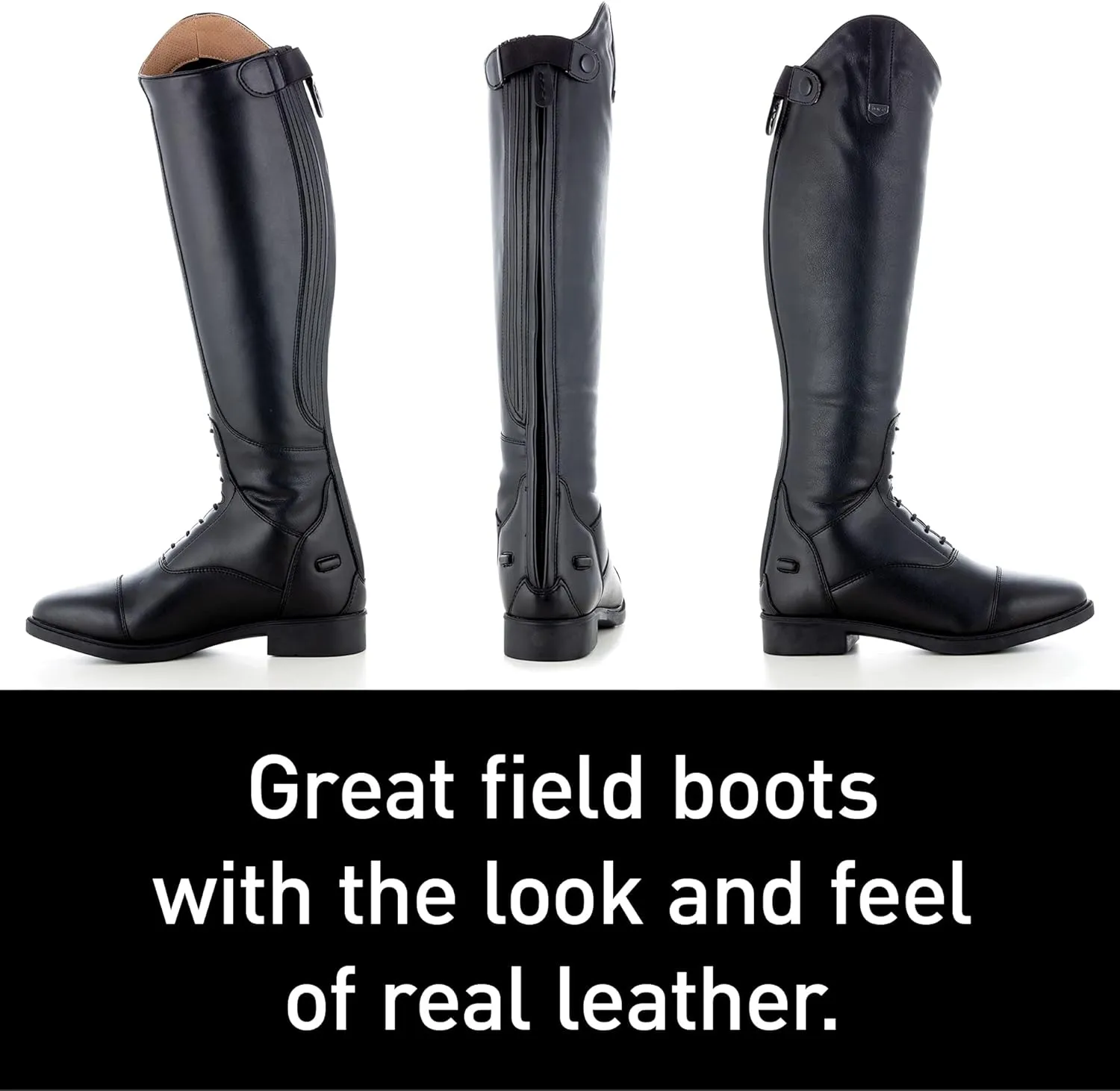 HORZE Rover Women's Synthetic Leather Classic Tall Field Riding Boots | Water-Resistant with Laces and Rear Zipper