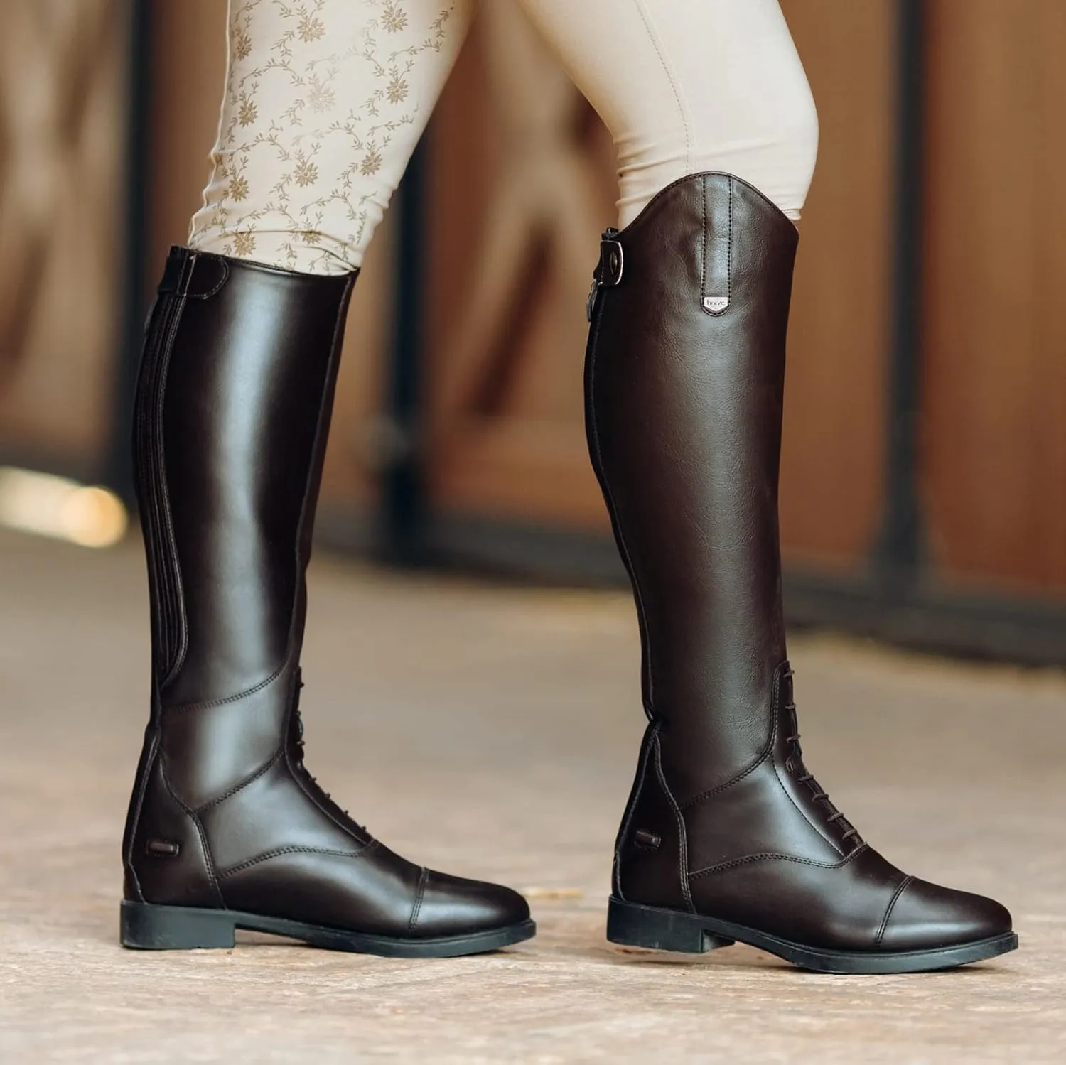 HORZE Rover Women's Synthetic Leather Classic Tall Field Riding Boots | Water-Resistant with Laces and Rear Zipper