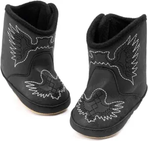 HsdsBebe Baby Boys Girls Western Cowboy Boots Infant Moccasins High Top Booties Toddler Soft Sole Non-Slip First Walker Crib Shoes