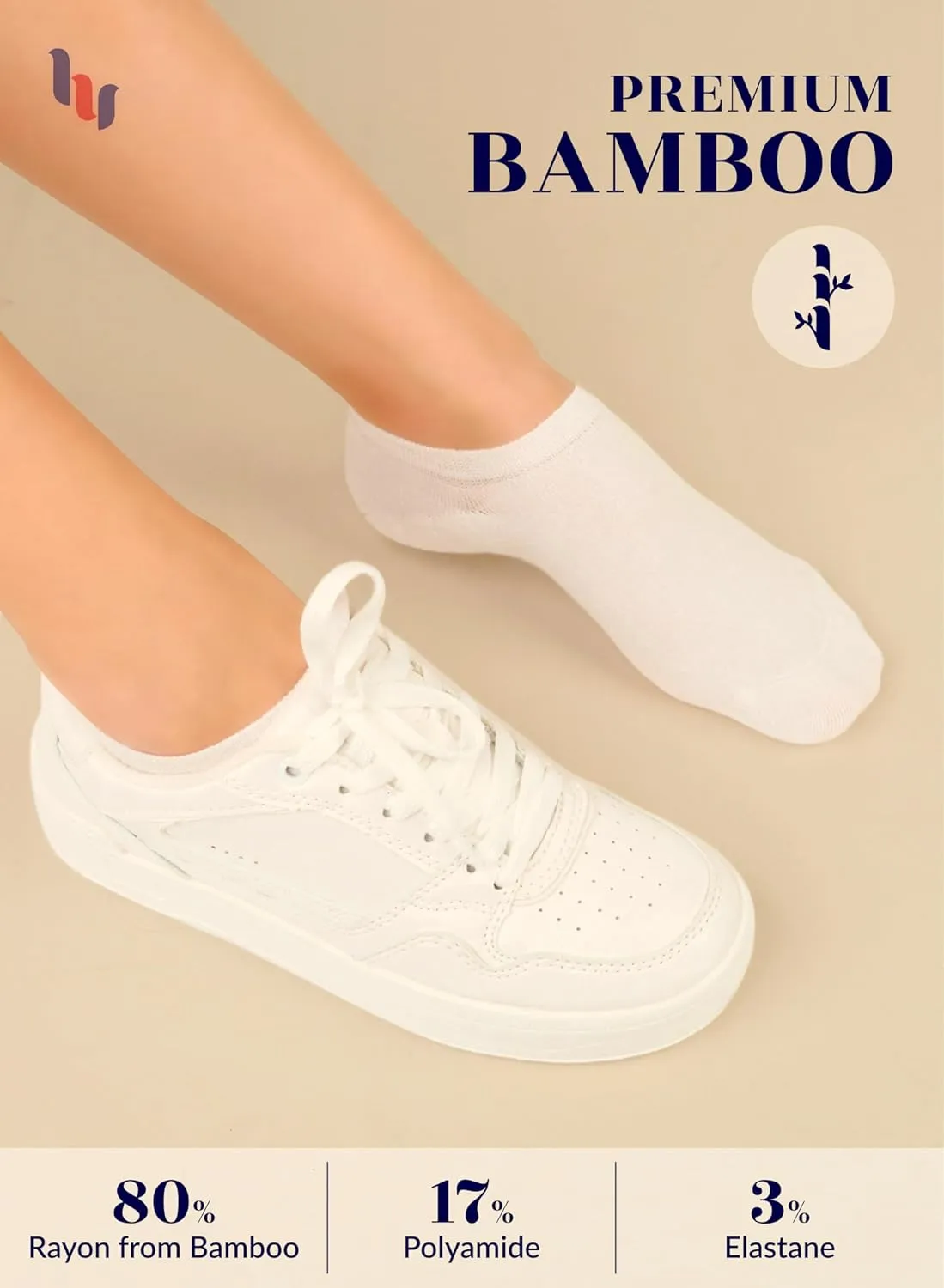 Hugh Ugoli Women Bamboo No Show Socks, Non Slip Invisible Liner,Soft, Thin Low Cut Socks, Seamless Toe, 6-12 Pairs