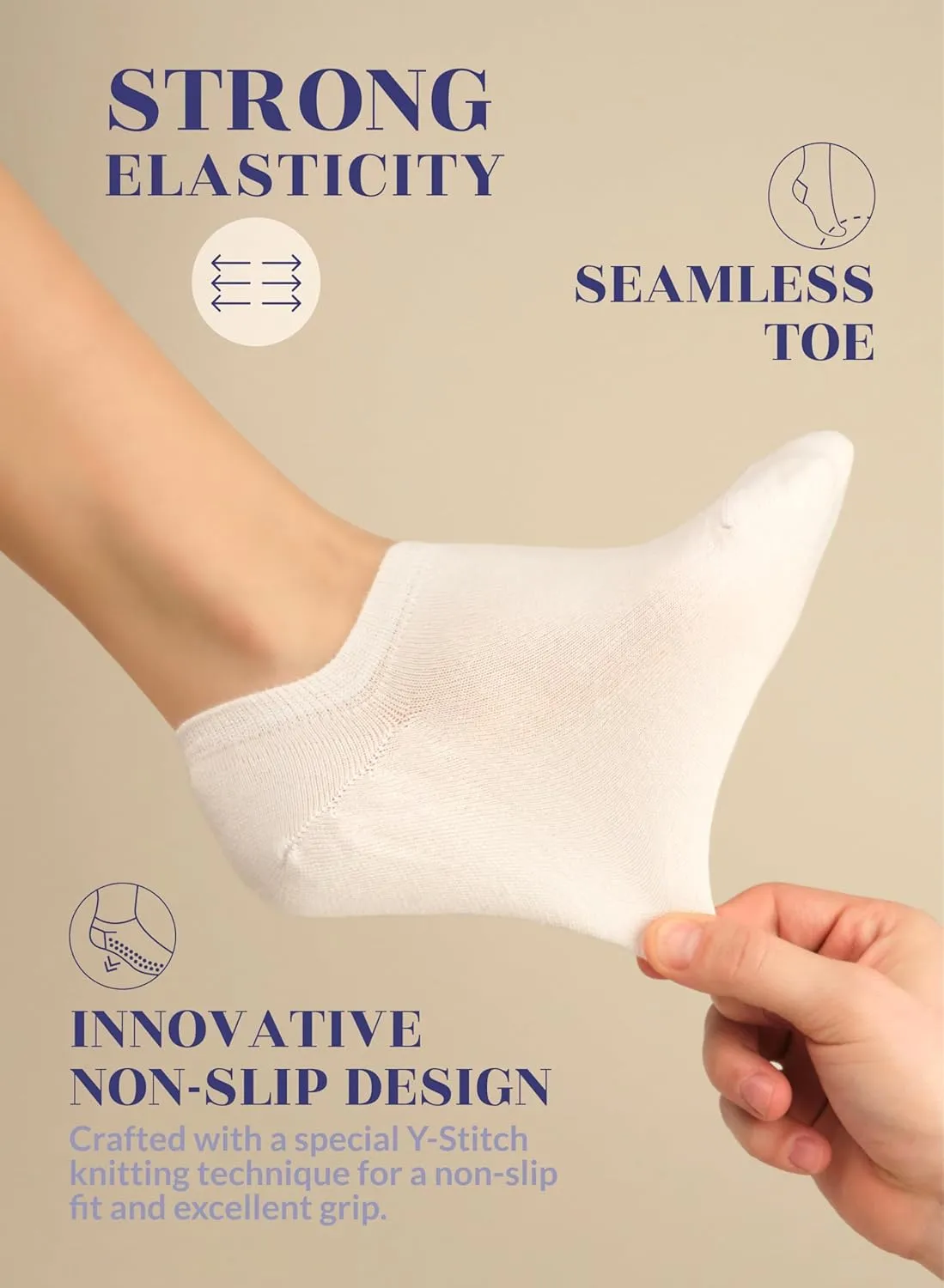Hugh Ugoli Women Bamboo No Show Socks, Non Slip Invisible Liner,Soft, Thin Low Cut Socks, Seamless Toe, 6-12 Pairs
