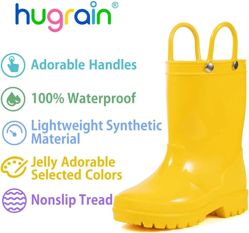HugRain Toddler Kids Lightweight Adorable Rain Boots