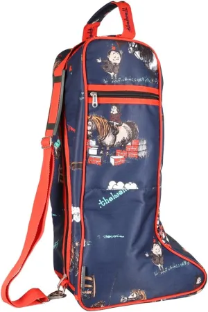 HY EQUESTRIAN Thelwell Collection Practice Makes Perfect Boot Bag, Navy/Red, One Size