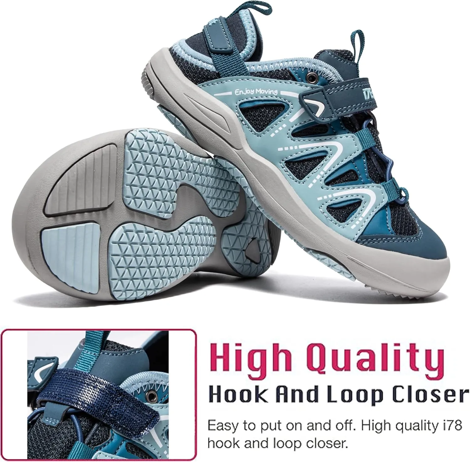 i78 Low Top Kids Boys Sports Hiking Shoes Breathable Synthetic Leather Sneakers Non-Slip Lightweight for Outdoor Running Trekking Trail Walking