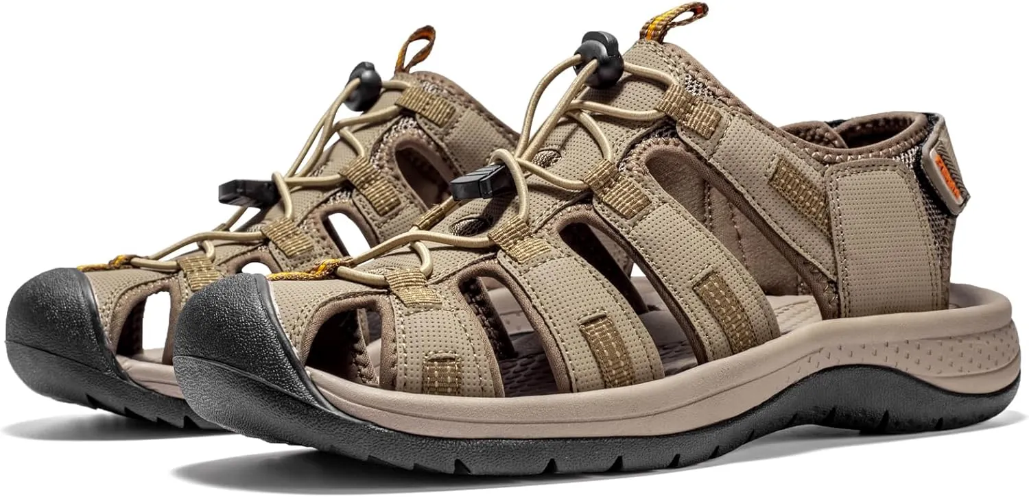 i78 Mens Athletic Hiking Sandals Closed Toe Outdoor Sport Sandals for Trail Beach Walking Waterproof Lightweight Casual