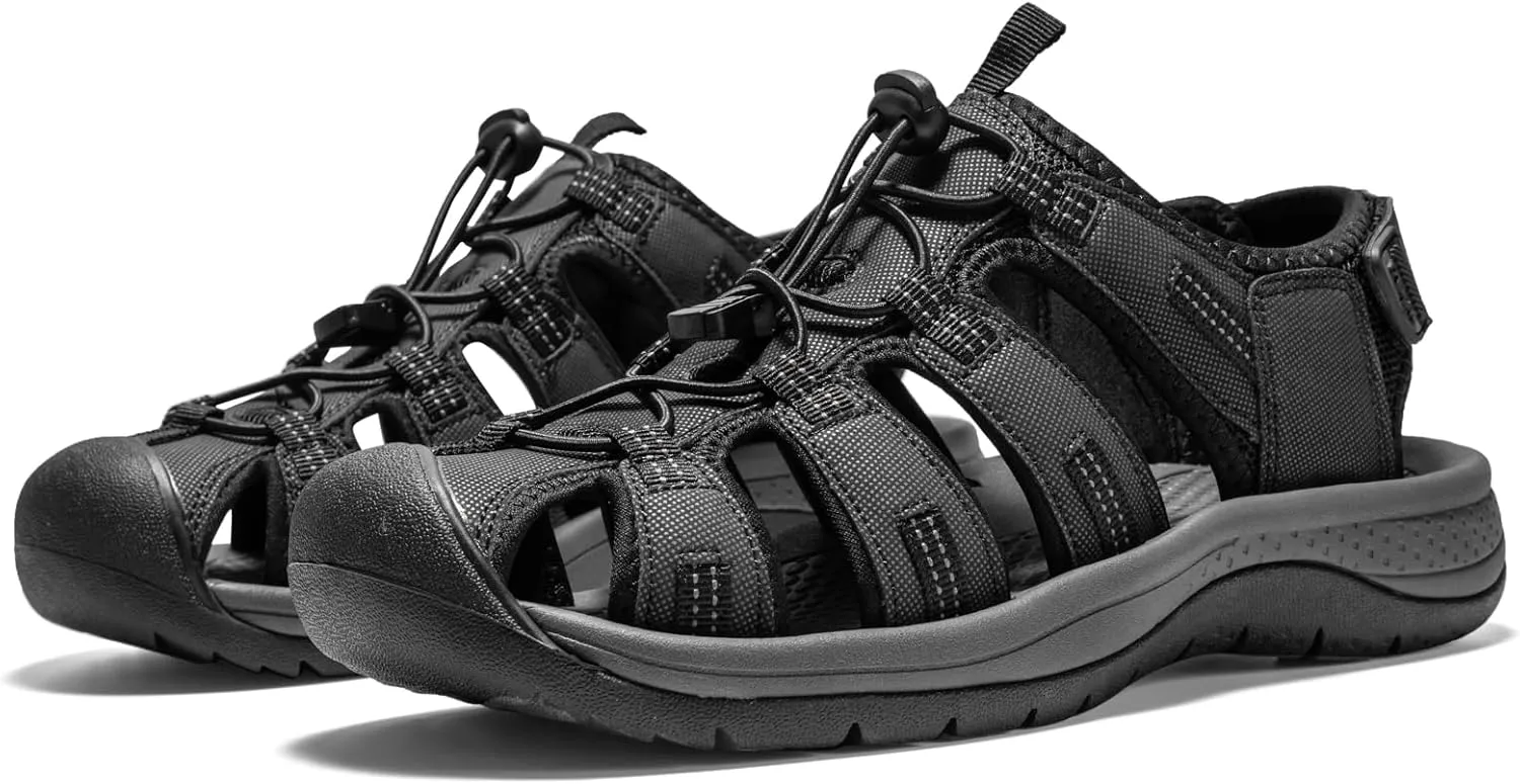i78 Mens Athletic Hiking Sandals Closed Toe Outdoor Sport Sandals for Trail Beach Walking Waterproof Lightweight Casual