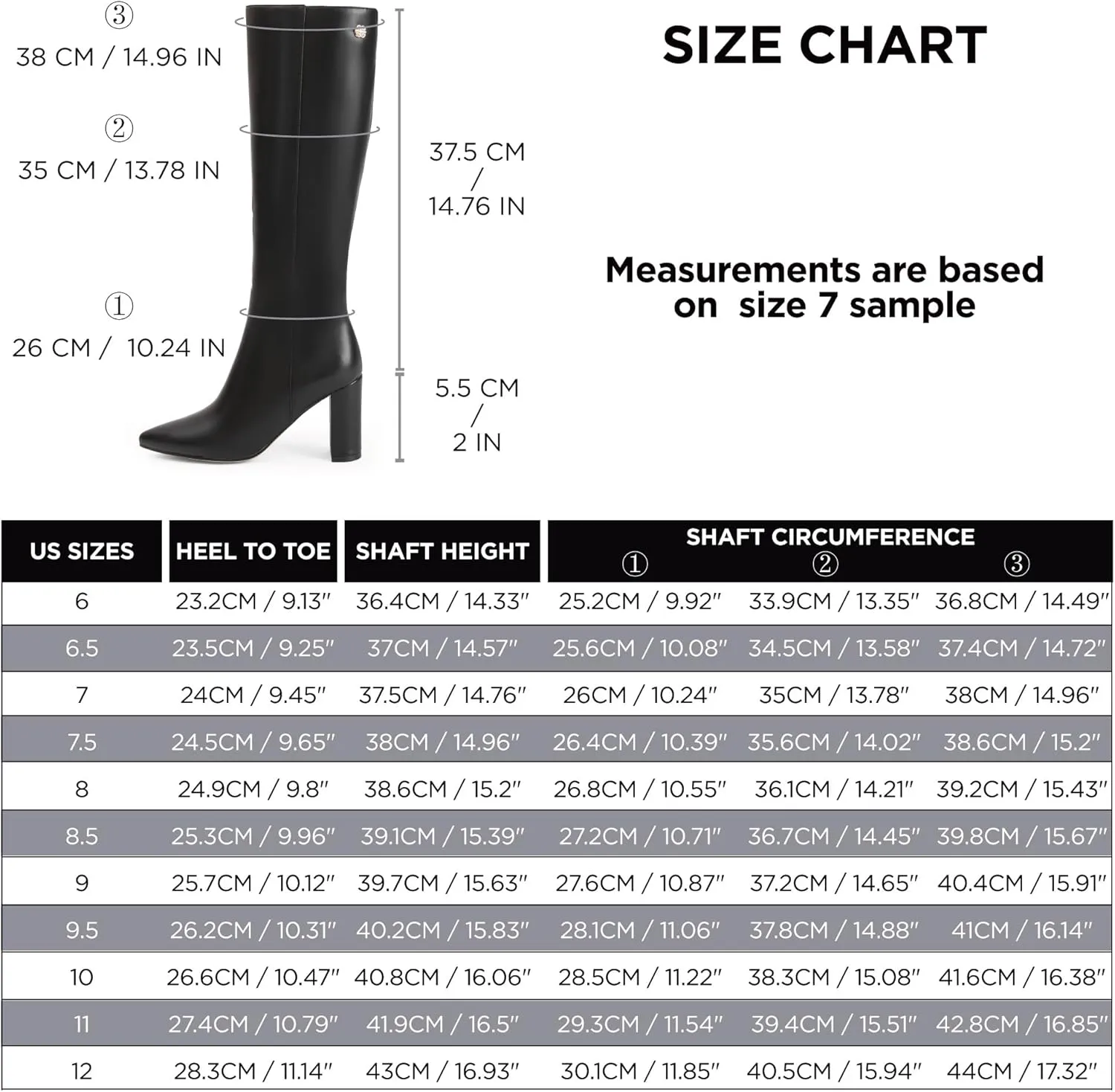 iiimmu Knee High Boots for Women 3 IN Chunky Heel with Side Zipper Soft Faux Leather Tall Boots Pointed Toe 15 IN Shaft