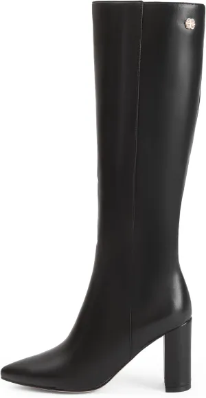 iiimmu Knee High Boots for Women 3 IN Chunky Heel with Side Zipper Soft Faux Leather Tall Boots Pointed Toe 15 IN Shaft