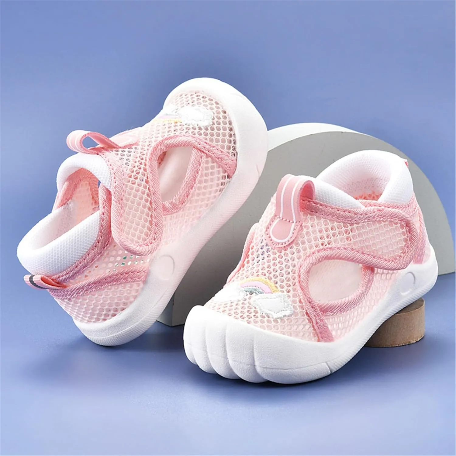 Infant Cute Water Shoes Knitted Rainbow Breathable Toddler Girls Boys Walking Sandals Summer Barefoot Non Slip