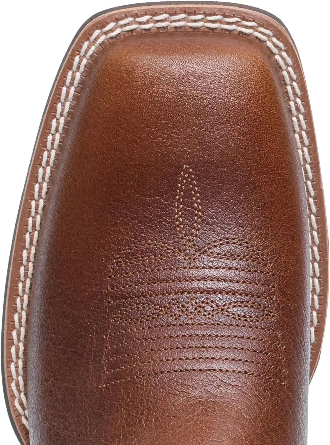 IUV Women's Leather Western Boots Square Toe Cowboy Boots for women Mid Calf Classic Cowgirl Boots Genuine leather toe and heel, textured sheepskin shaft