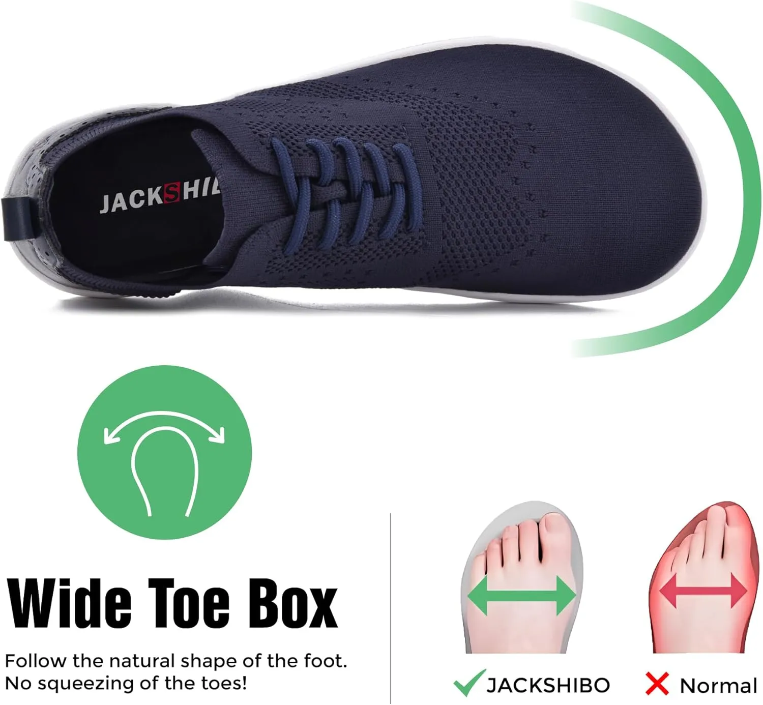 JACKSHIBO Barefoot Shoes for Men Slip on Shoes Minimalist Walking Sneakers Wide Toe Box Zero Drop Sole