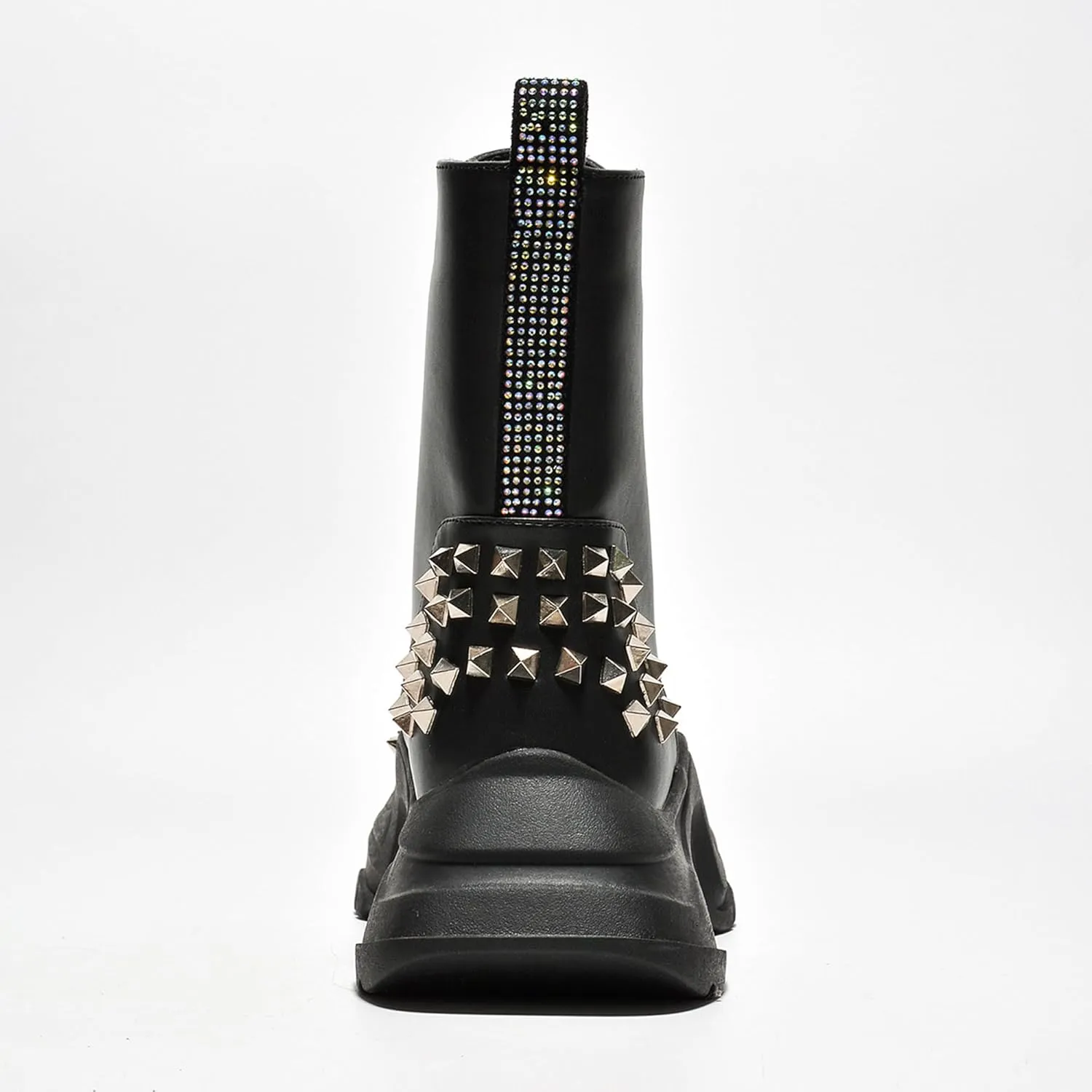 Jadey Spike Studs Rhinestone Chunky Lug Boots (Jadey)