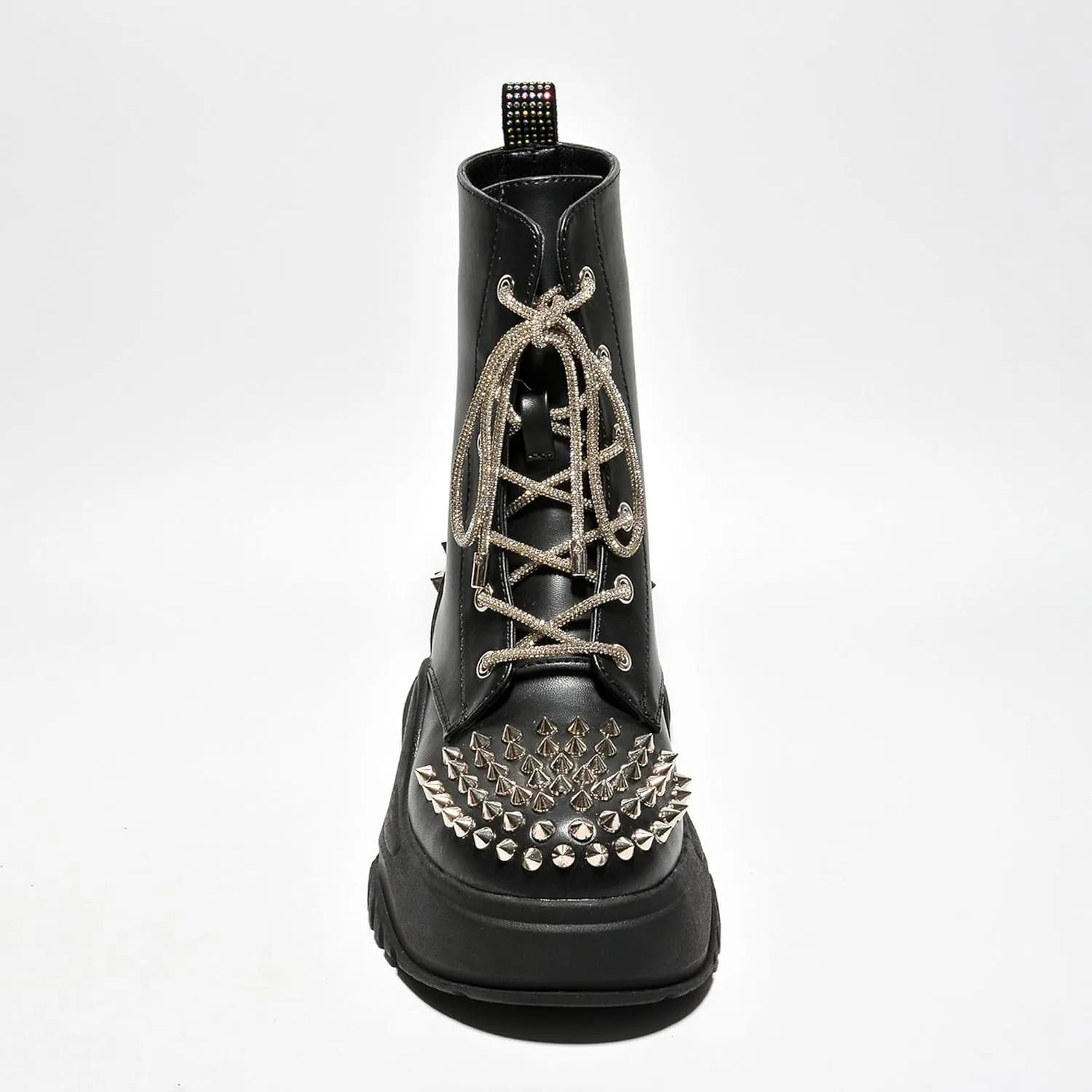 Jadey Spike Studs Rhinestone Chunky Lug Boots (Jadey)
