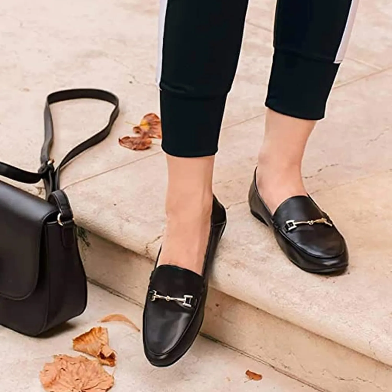 JENN ARDOR Loafers for Women Flats Shoes Womens Penny Loafers Slip On Pointed Toe Comfortable Office Work Driving Flats Fashion Dress Shoes for Women
