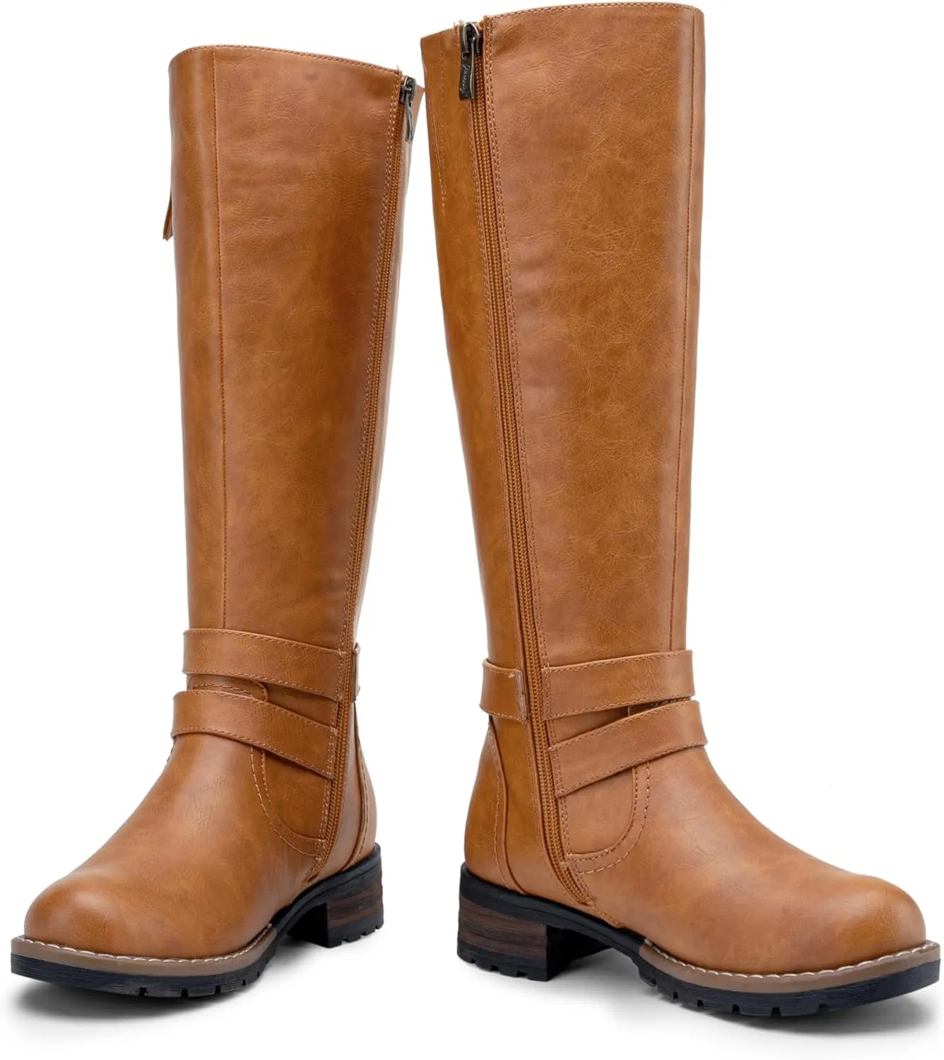 Jeossy 9660 Knee High Boots for Women, Classic Tall Riding Boots Low Heel with Inside Zipper Works and Outside Zip Decorative