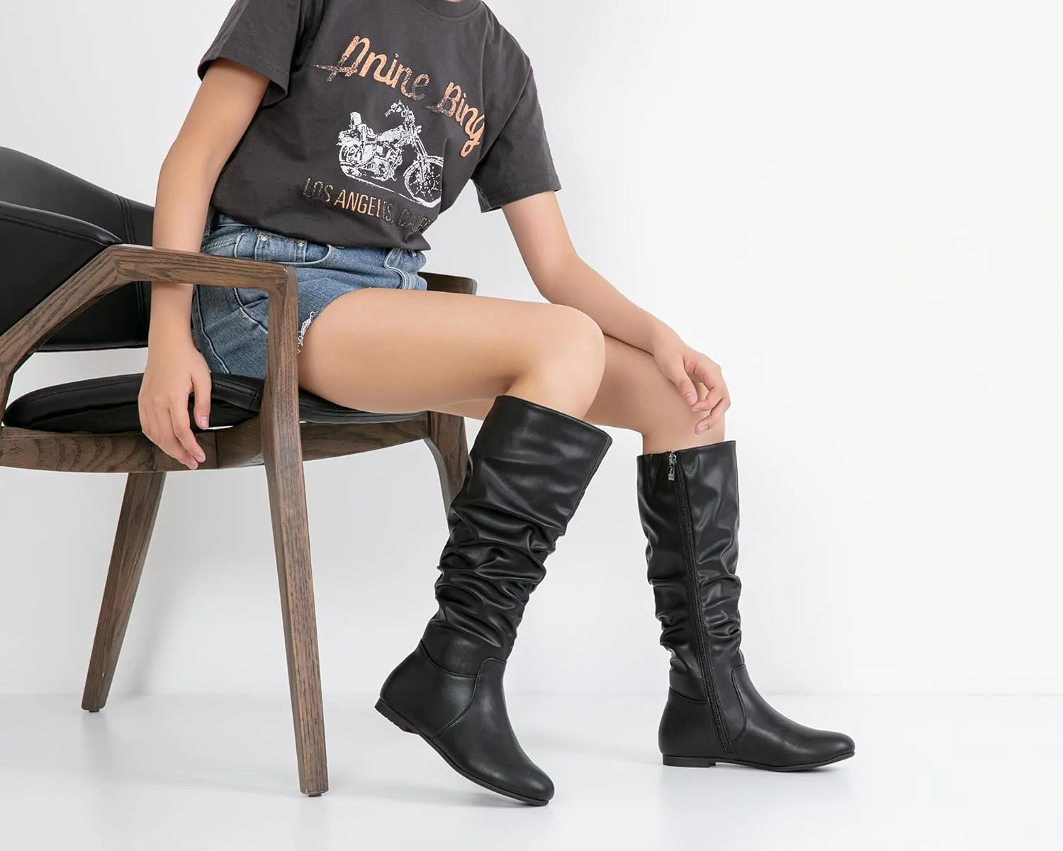 Jeossy Women's 941 Knee High Boots, Falt Slouch Boots, Tall Fall Boots Pull on