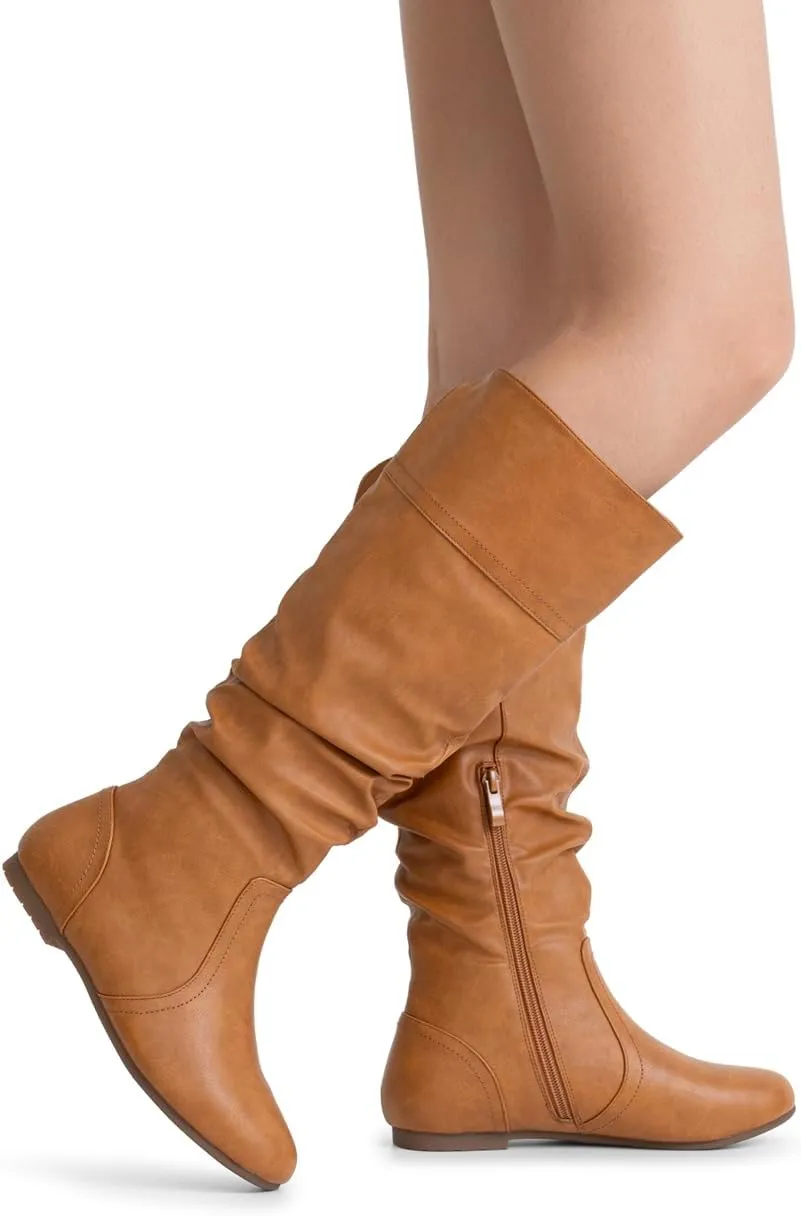 Jeossy Women's 9601 Knee High Boots Tall Slouch Boots with Inside Zipper