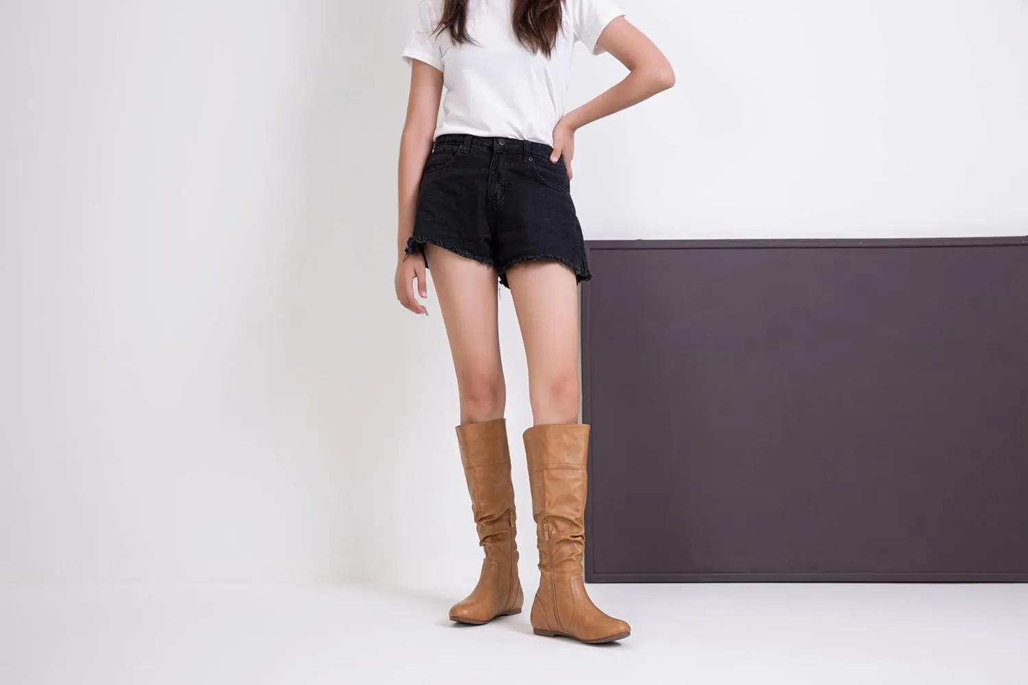 Jeossy Women's 9601 Knee High Boots Tall Slouch Boots with Inside Zipper